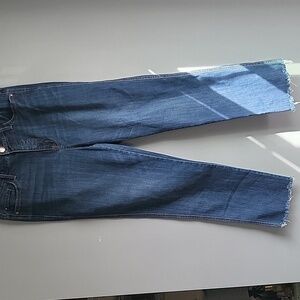 Seven7 fringe cuff straight leg jeans